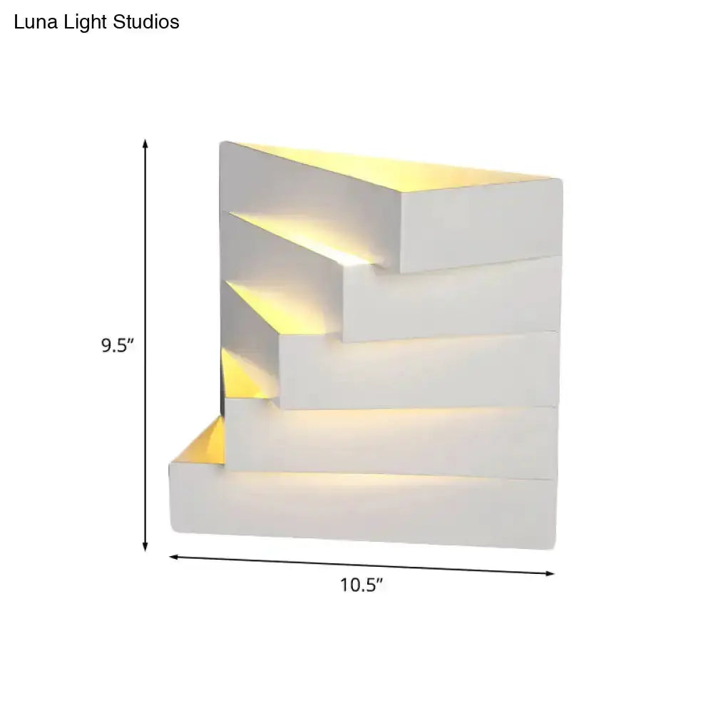 Modern white geometric wall sconce by Decorbites with stacked blocks and warm LED glow on Tampa Home & Garden Store