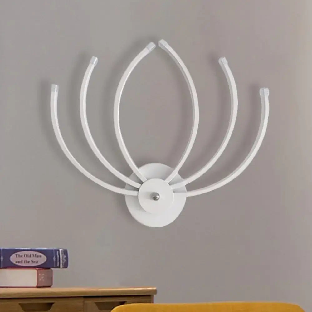 White lotus wall sconce with five curved arms in a modern white metal design on Tampa Home & Garden Store