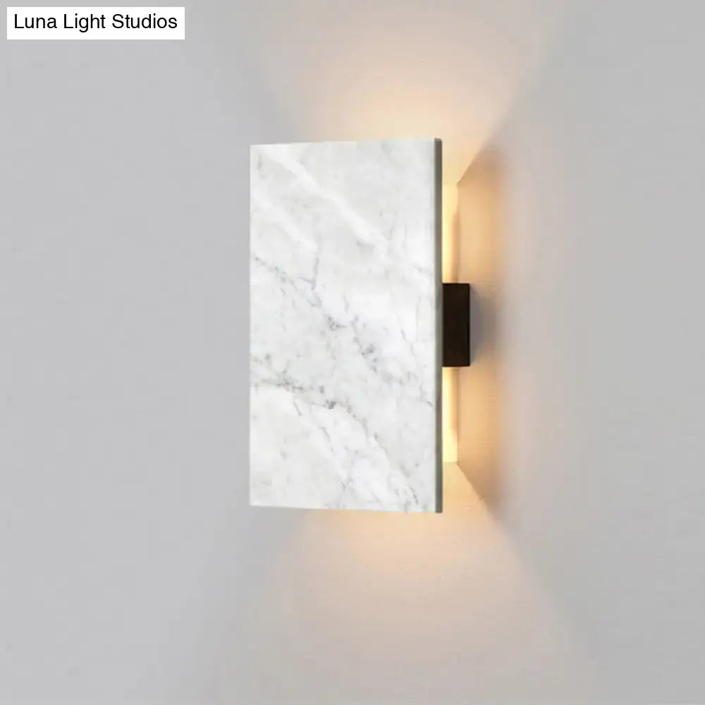 Marble Black Refined Wall Sconce by Decorbites; white marble block with black mount, warm glow on Tampa Home & Garden Store
