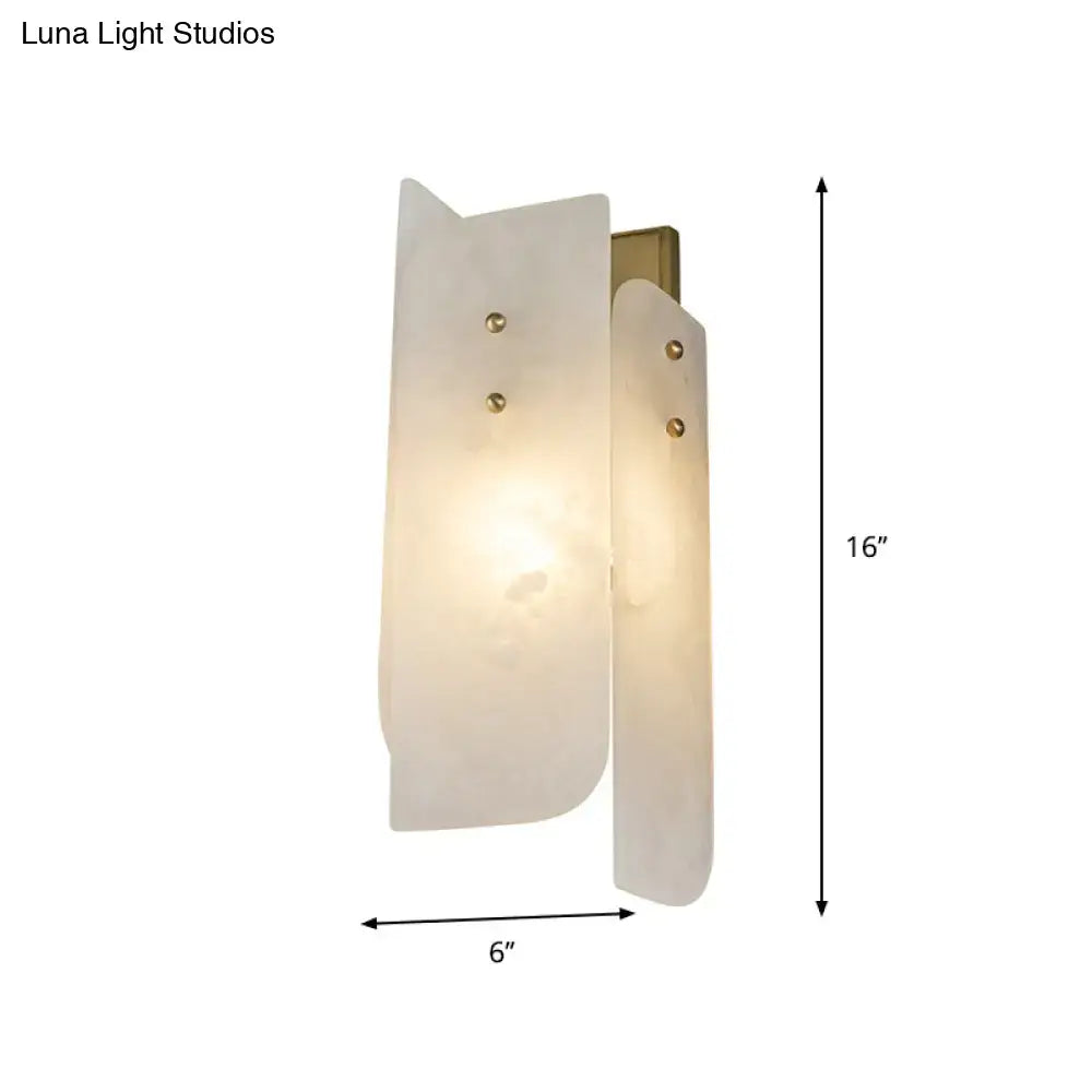 Decorbites Marble Gold Corner Sconce wall light with two curved marble panels on Tampa Home & Garden Store