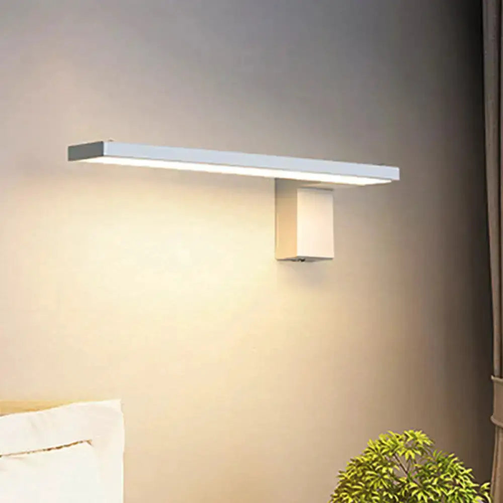 Modern White Rectangular LED Wall Lamp In Bedroom