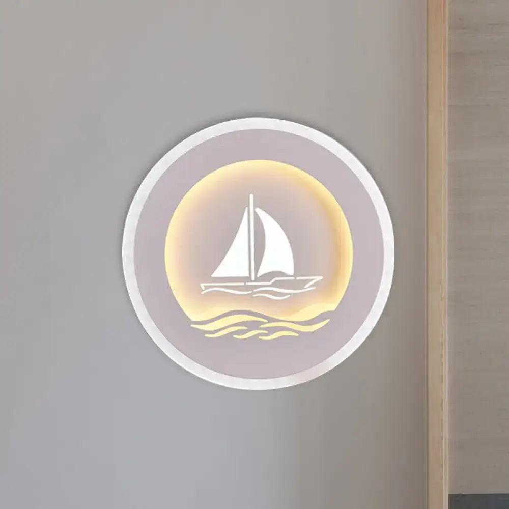 White Sailboat Wall Sconce by Decorbites, wall light with sailboat silhouette warm glow on Tampa Home & Garden Store