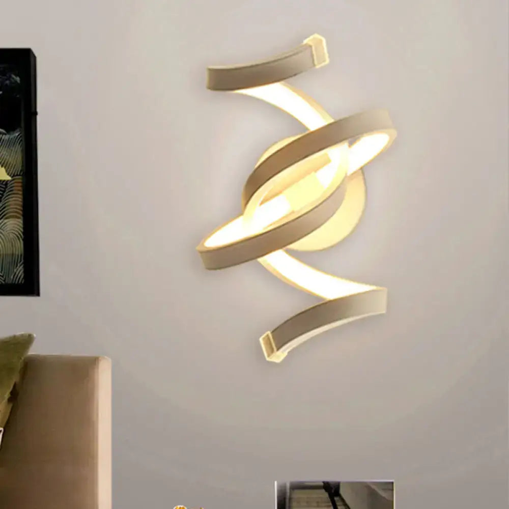 White Treble Clef Wall Sconce by Decorbites, sculptural light with glowing spiral ribbons on Tampa Home & Garden Store