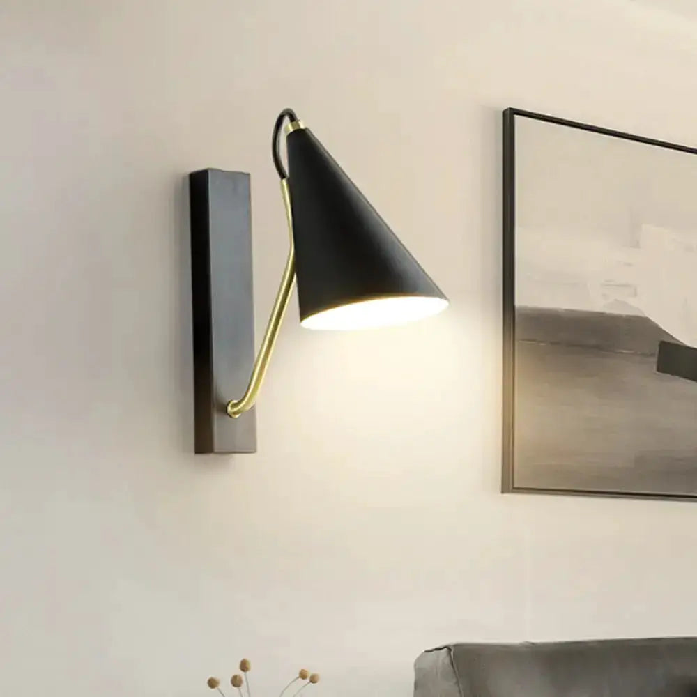 Modern White Wall Lamp with Gold Arm Sconce