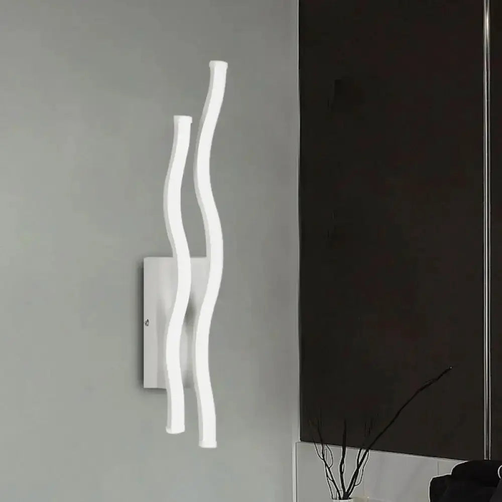 Modern White Waving Acrylic Wall Lamp Fixture Led