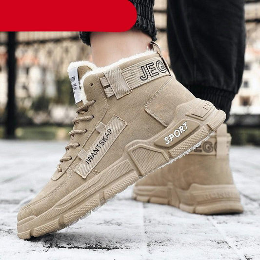 Stevvex beige winter boots, high-top lace-up, water resistant, warm lining, rugged outsole on Tampa Home & Garden Store