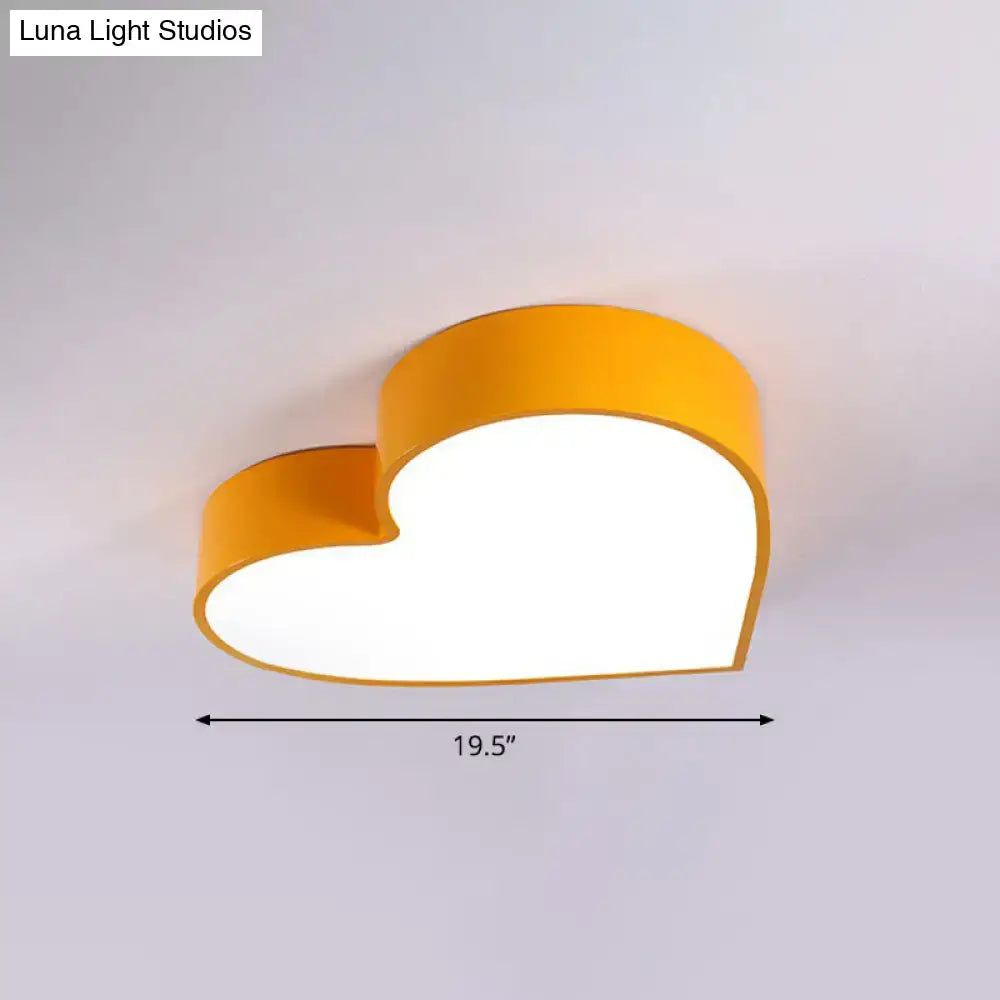 Yellow Heart Flush Light, yellow heart-shaped flush mount fixture, 19.5in wide on Tampa Home & Garden Store