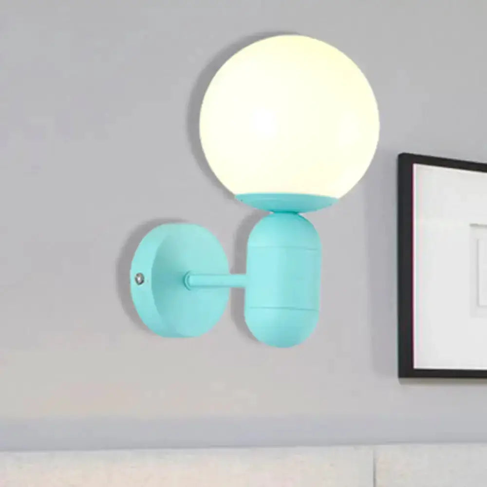 Modern Yellow Wall Lamp with Frosted Orb Shade