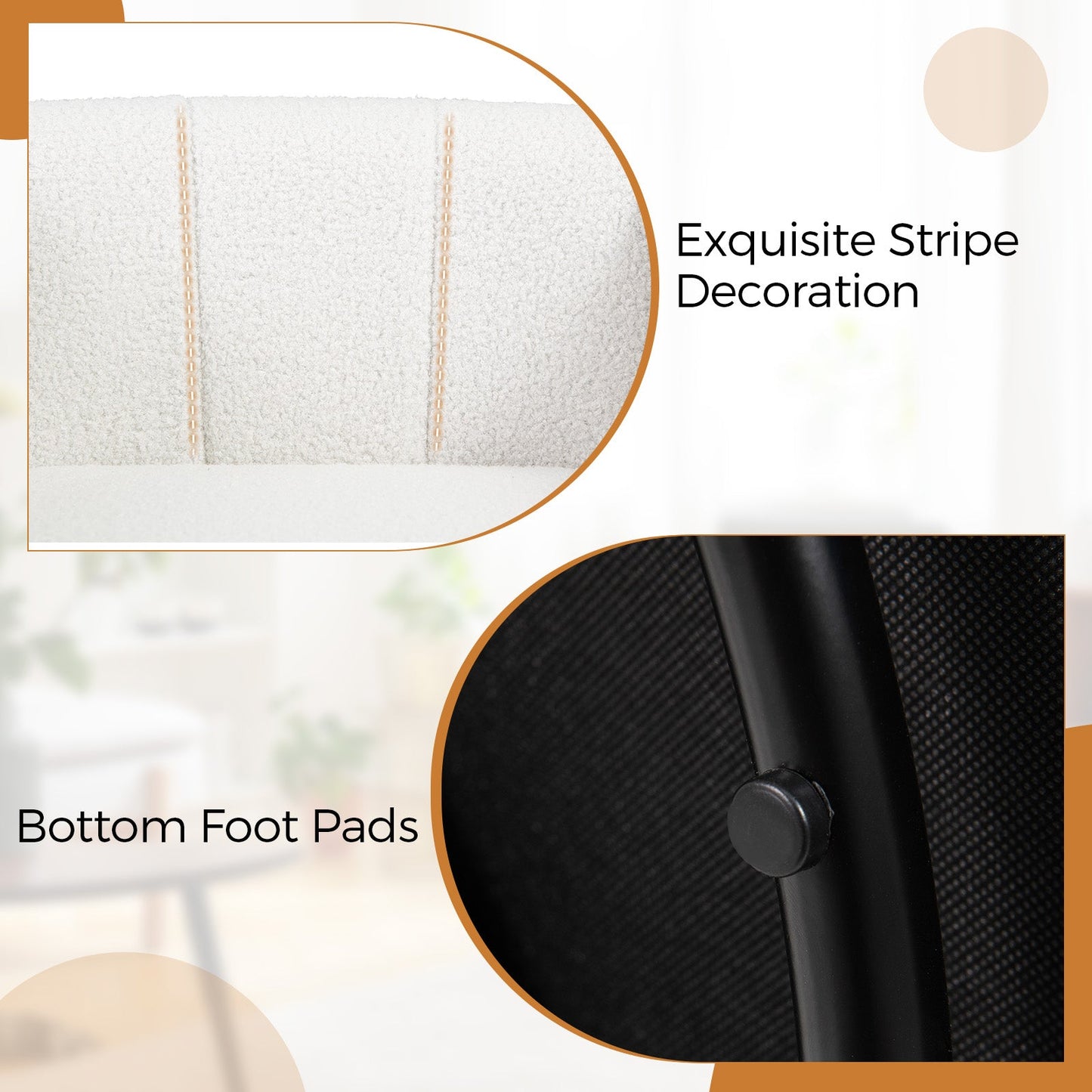 Sillón Acentual Sherpa Tapizado Moderno con Respaldo Curvo y Apoyabrazos - Blanco