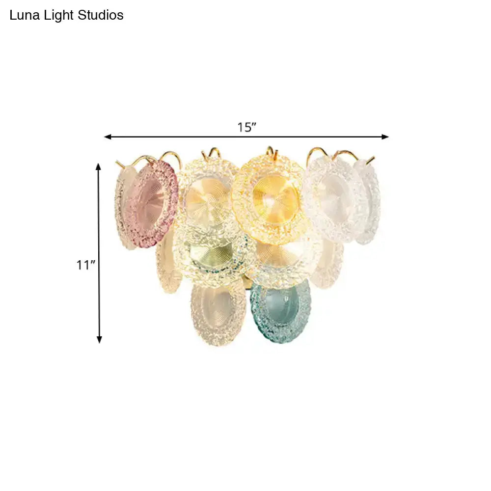 Modernist Pink and Blue Layered Disc Wall Light