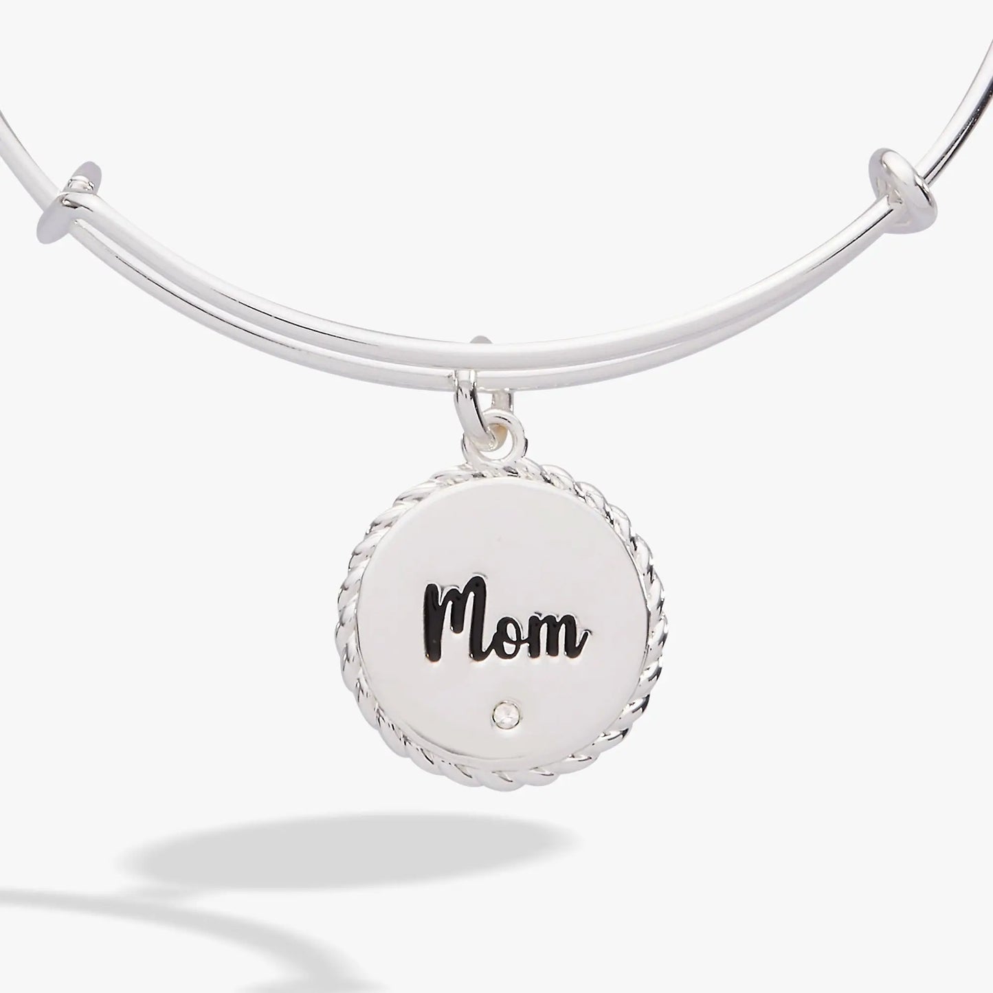 Bracelet Mom Bonded By Love Charm Bangle, silver-tone with round disk charm on Tampa Home & Garden Store