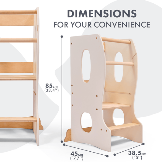 Stable Montessori Tower ivory toddler chair with cutout panels, 85 cm tall Goodevas on Tampa Home & Garden Store