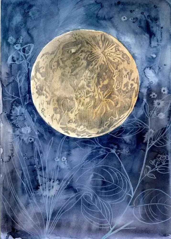Moon Garden Art Print – Archival Celestial & Nature Wall Art - Tampa Home & Garden Store