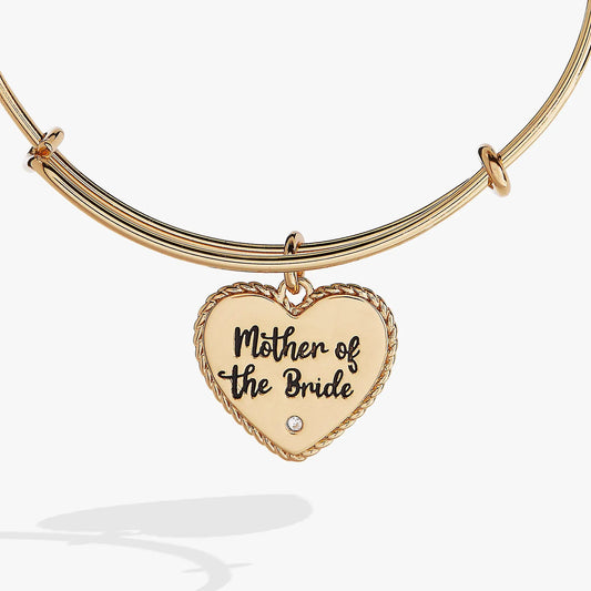 Mother of the Bride Heart Bangle by Alex and Ani, gold-tone bracelet with heart charm on Tampa Home & Garden Store
