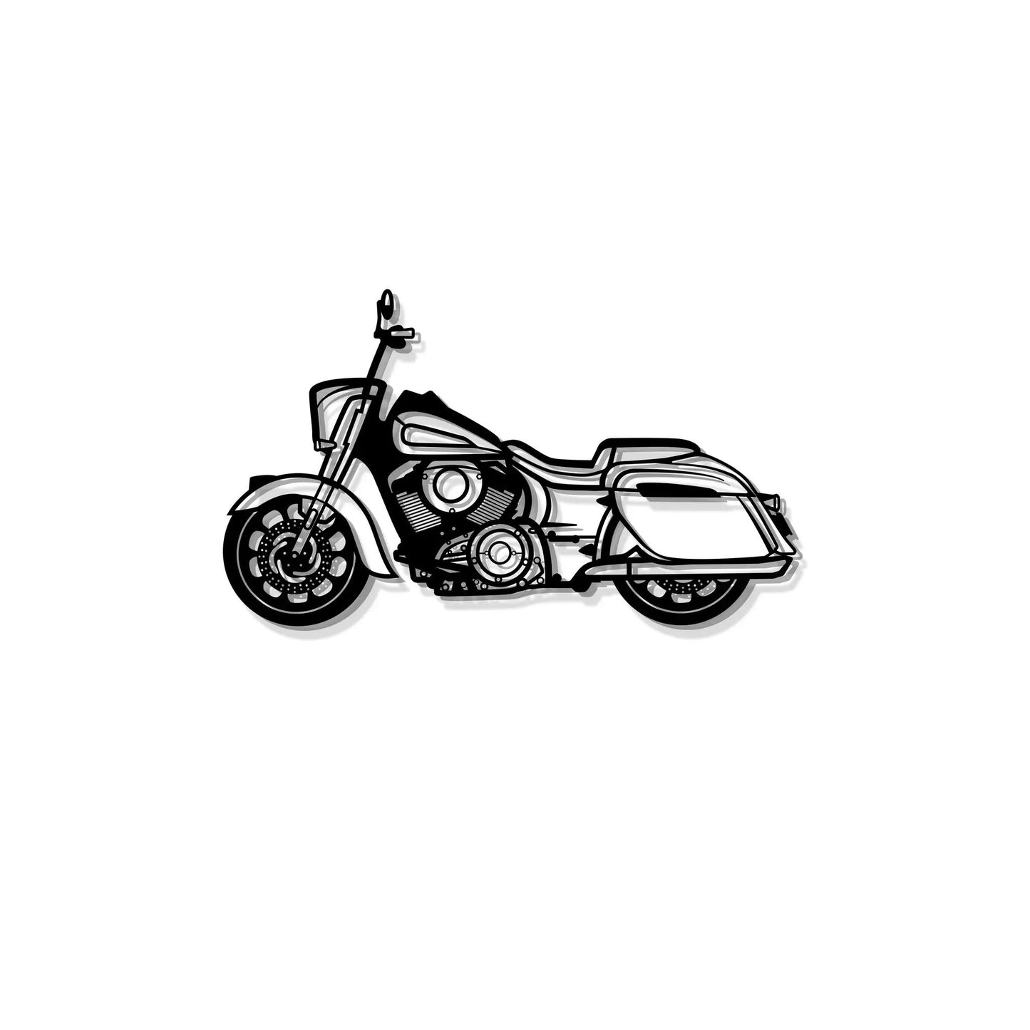 2022 Indian Springfield Dark Horse metal wall art cruiser motorcycle in black and white line art on Tampa Home & Garden Store