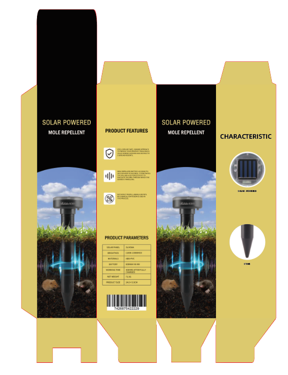 Ultrasonic mole repeller Thunder Acres yellow-black solar powered packaging set 2 units on Tampa Home & Garden Store