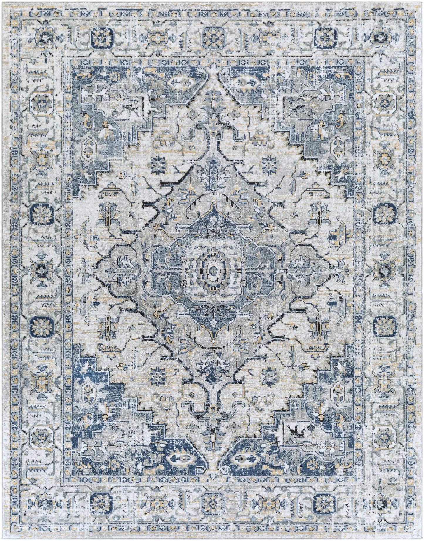 Murrindindi Area Rug in light gray and cream with vintage oriental patterns Boutique Rugs on Tampa Home & Garden Store