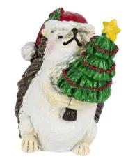 Holiday hedgehog charm with Christmas tree, white hedgehog and red Santa hat on Tampa Home & Garden Store