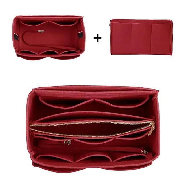 Red 2-piece makeup bag and wallet set with inner dividers and gold zippers on Tampa Home & Garden Store