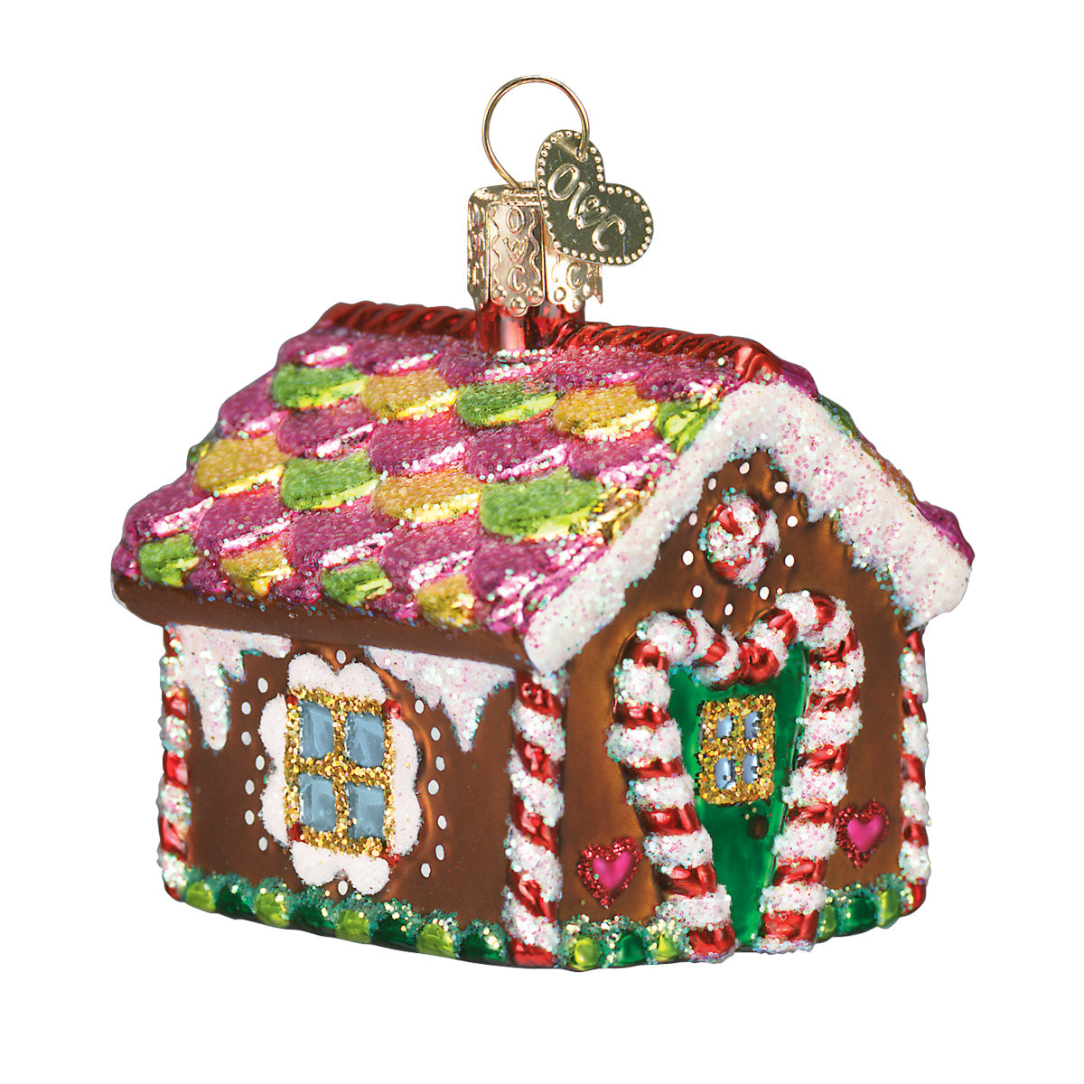 Adorno navideño de casa de jengibre pequeña del Viejo Mundo