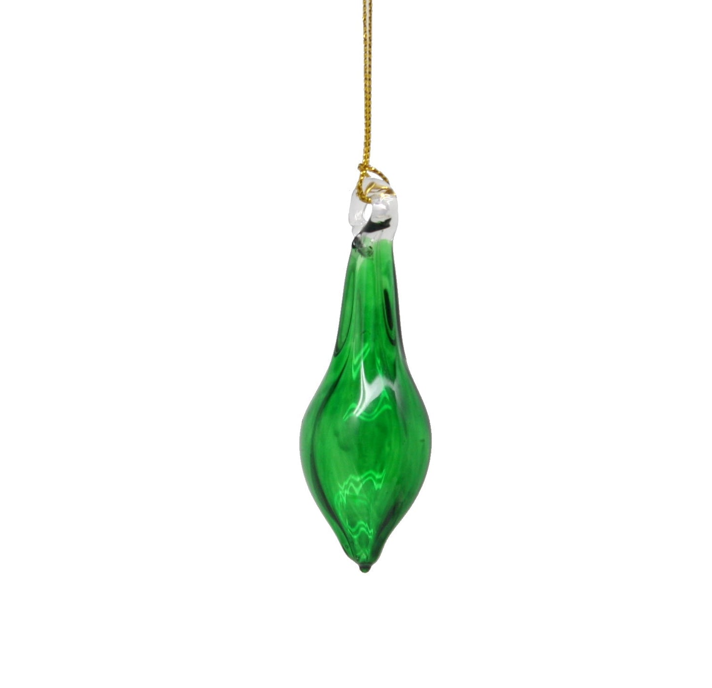 Ornement en verre soufflé en forme de larme - Vert - Renflement moyen