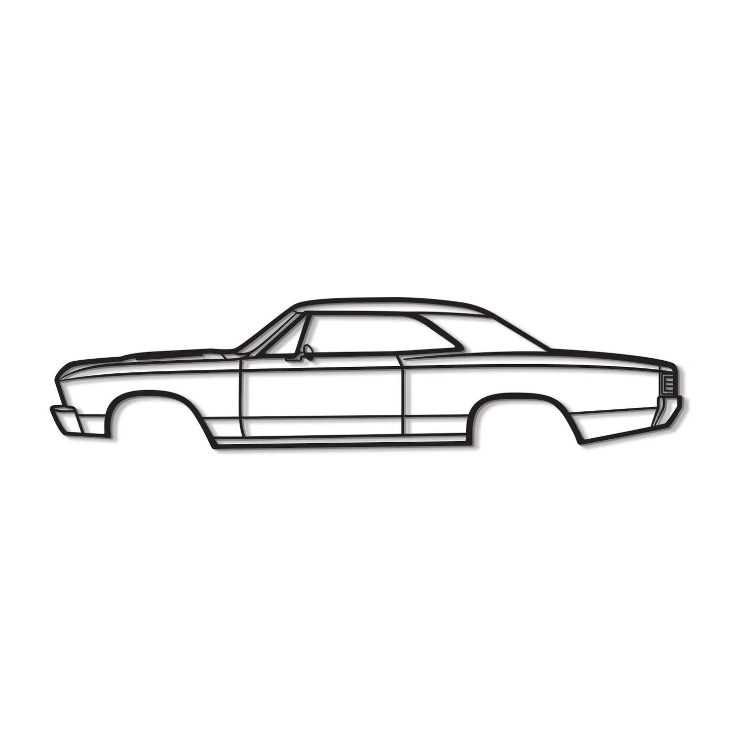 1967 Chevelle metal car wall art line drawing, monochrome black outline by Modello Turbo on Tampa Home & Garden Store