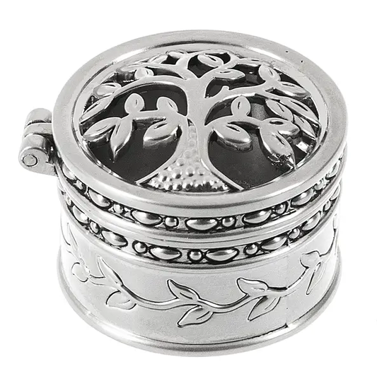 Tree of Life Prayer Box Charm, silver-tone hinged jewelry box with beaded edge Country Loft on Tampa Home & Garden Store