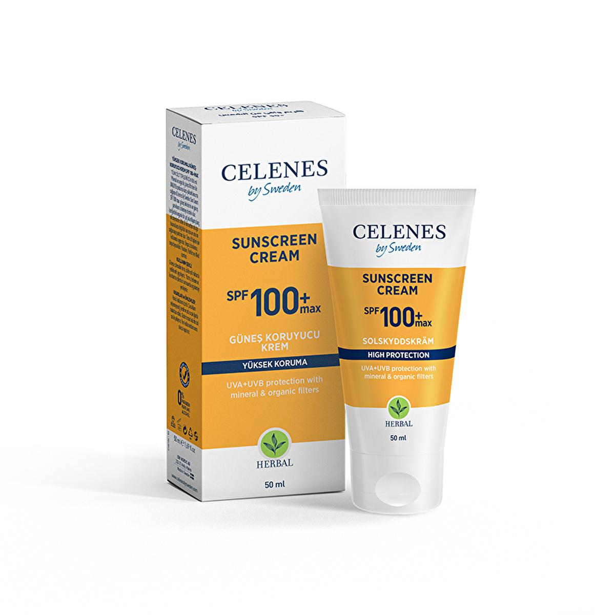 Celenes Sunscreen Cream SPF 100+ max tube and box, mineral filters, 50 ml, Beauty Care Bag on Tampa Home & Garden Store