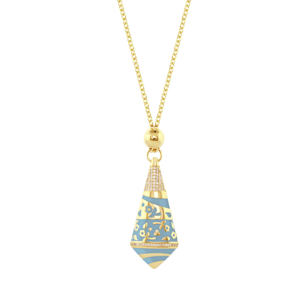 Pendant necklace Flowers by Orly Enamel Stripe Drop Lauren G Adams, blue enamel on Tampa Home & Garden Store