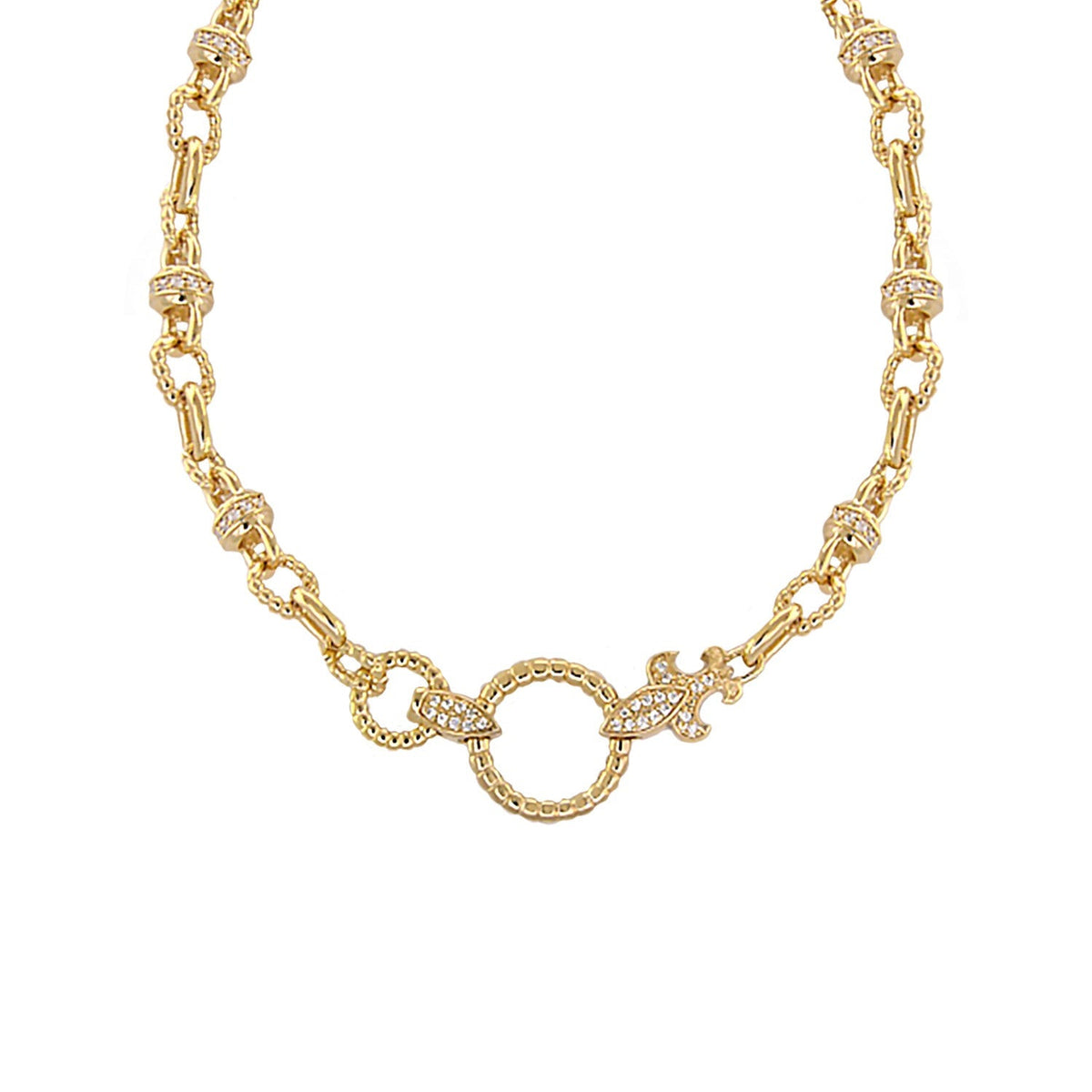 Renaissance Style necklace by Lauren G Adams with circular links and diamonds on Tampa Home & Garden Store
