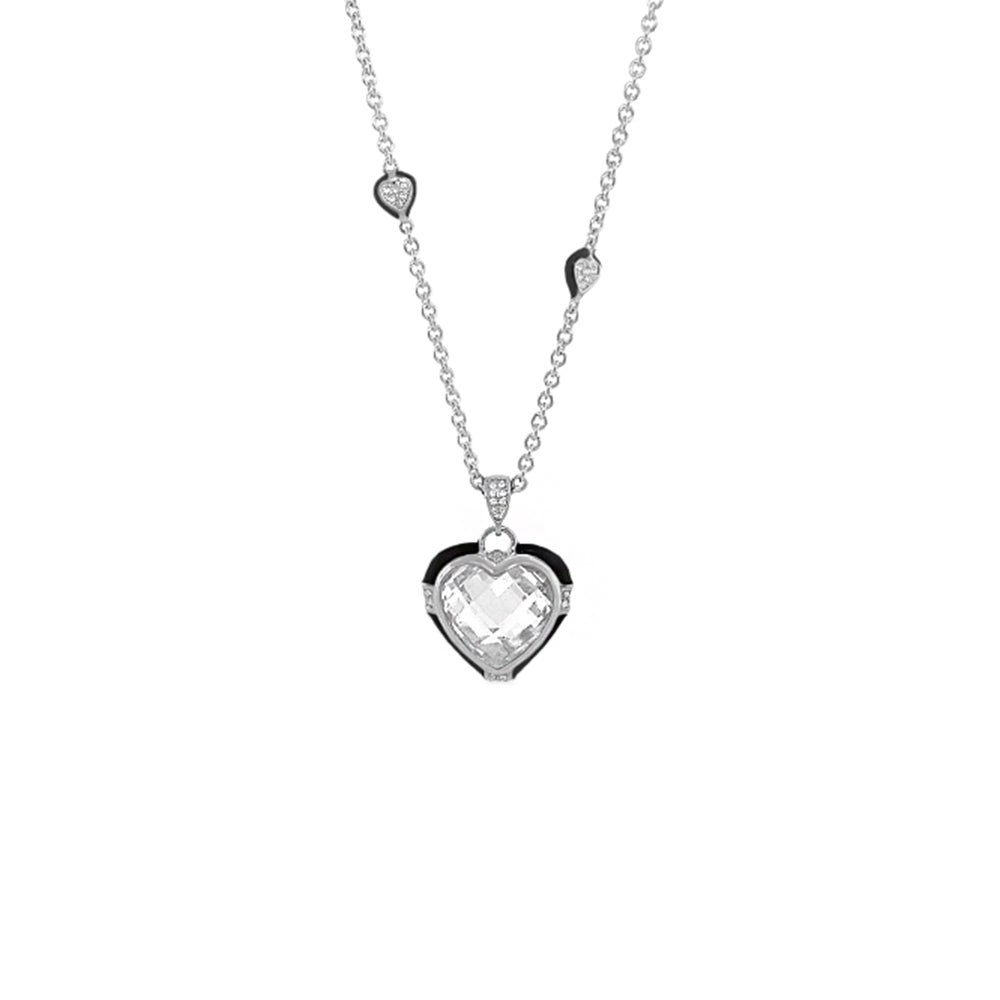 Prince Charming Necklace by Lauren G Adams, silver heart pendant with clear crystal on Tampa Home & Garden Store