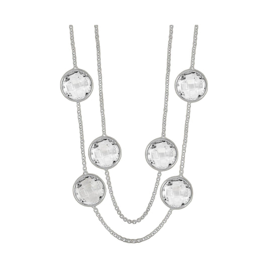 Glamour by the Yard Necklace with crystal disc charms on silver chain by Lauren G Adams on Tampa Home & Garden Store
