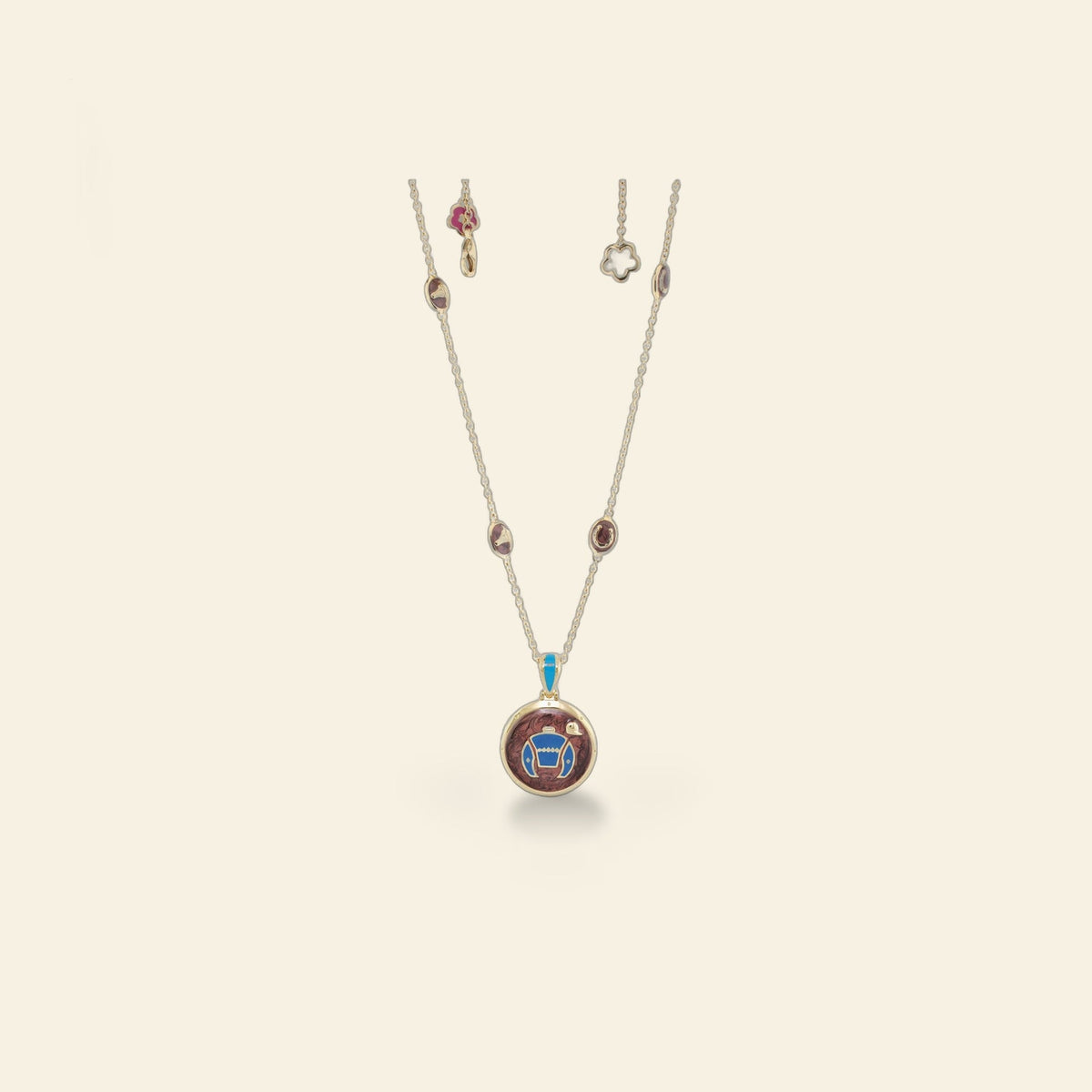 Equestrian Enamel Short Necklace by Lauren G Adams royal blue enamel accents on gold-tone chain on Tampa Home & Garden Store