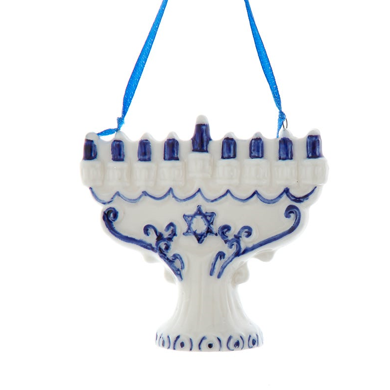 Ornement de Hanoukka en porcelaine - Menorah