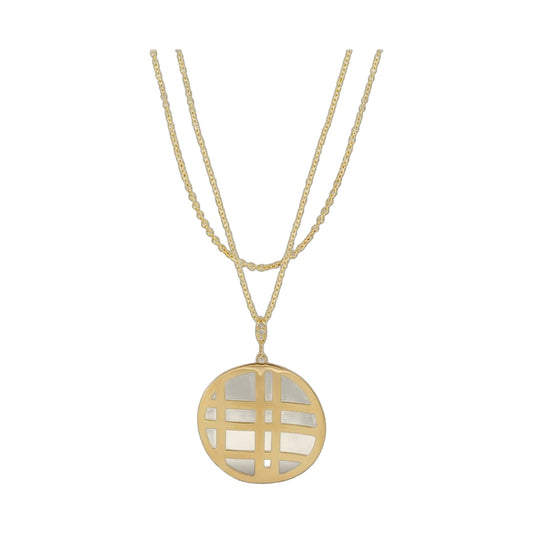 Stamped With Love Grid pendant necklace, gold plated with layered chains by Lauren G Adams on Tampa Home & Garden Store
