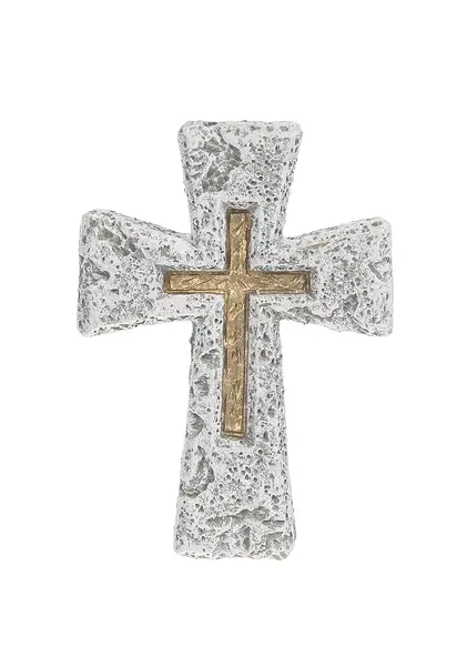 His Golden Words Cross Charm Pocket Keepsake with gray stone cross and gold-tone inlay on Tampa Home & Garden Store
