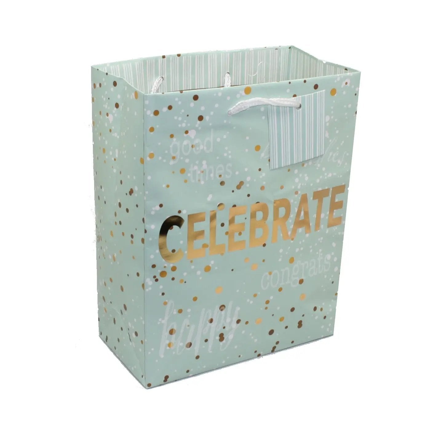 Gift bag Celebrate Good Times with mint foil accents and confetti dots Country Christmas Loft on Tampa Home & Garden Store