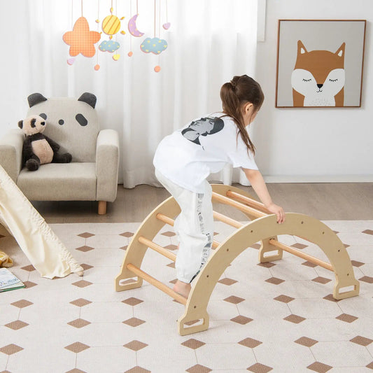 2-in-1 Arch Rocker with Soft Cushion for Toddlers-Natural - Tampa Home & Garden Store