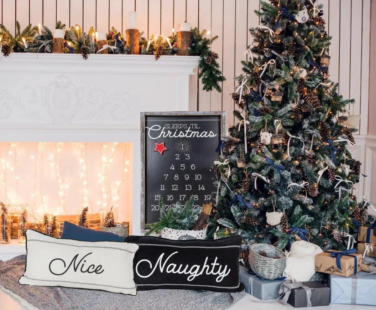 Naughty or Nice Pillow Reversible Christmas Decor