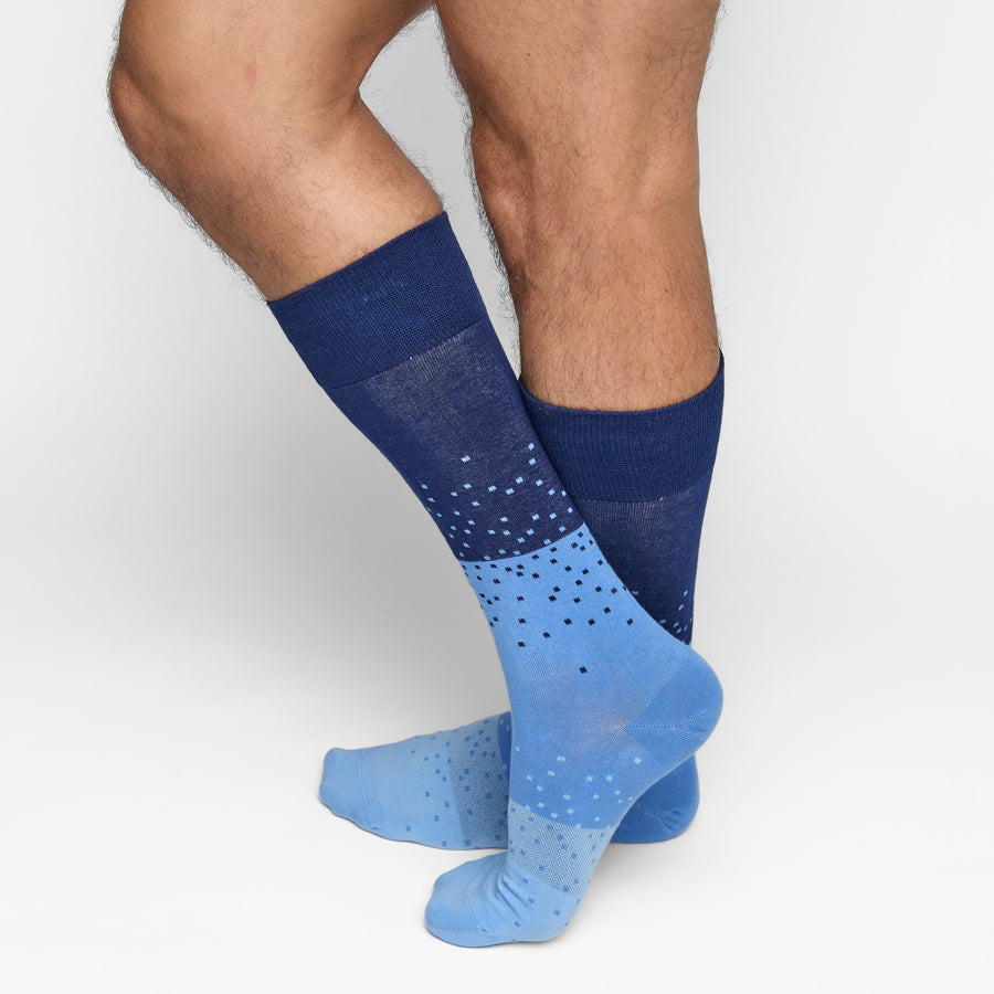 Navy Ombre Dot Dress Socks DeadSoxy navy-to-light blue gradient with dot pattern, crew on Tampa Home & Garden Store