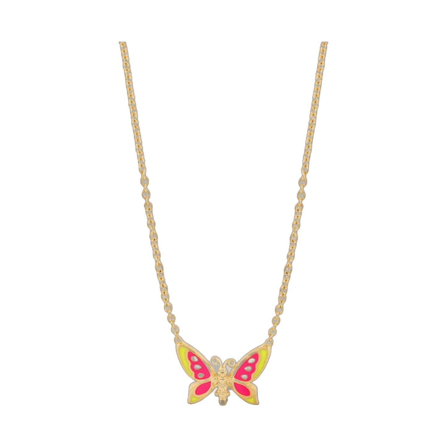 Dream Garden Butterfly Necklace by Lauren G Adams, gold chain with vibrant enamel butterfly pendant on Tampa Home & Garden Store