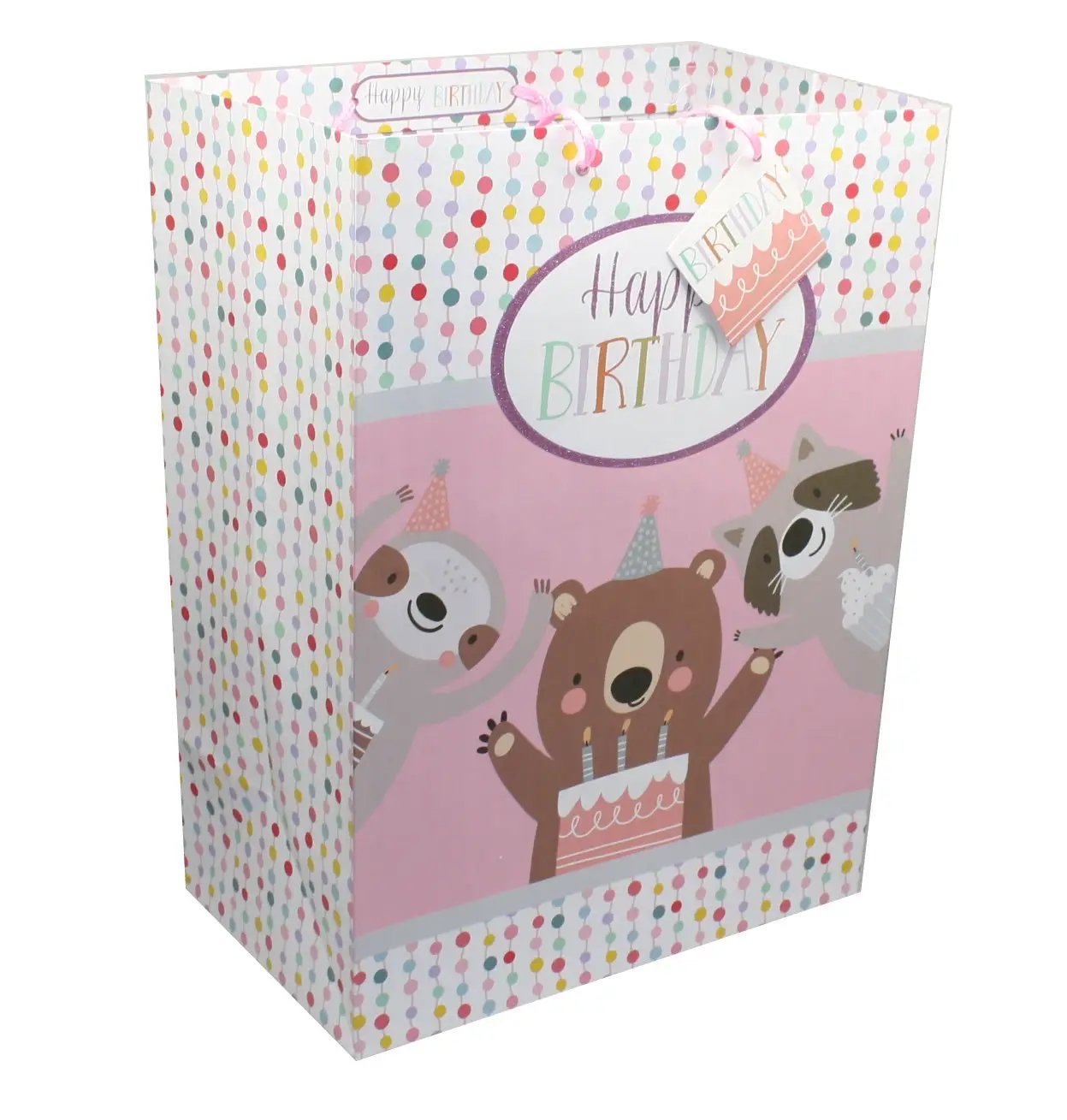 Mega Jumbo Party Animals Birthday Gift Bag with pink accents on Tampa Home & Garden Store