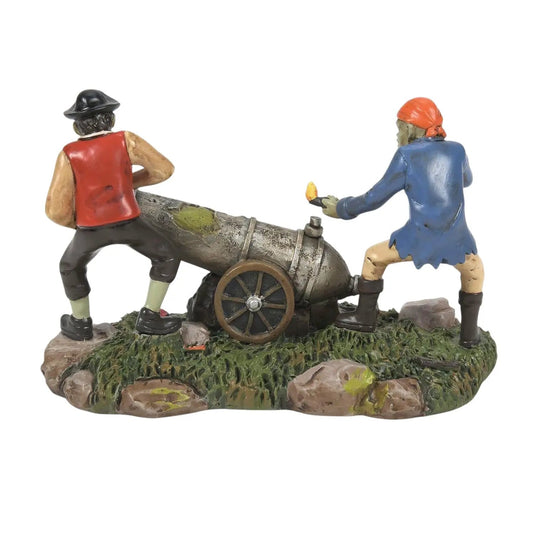 Explosive Skullduggery Pirate Figurine with cannon red vest The Country Christmas Loft on Tampa Home & Garden Store