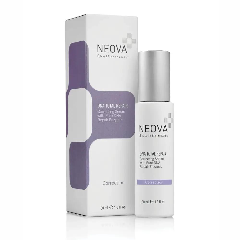 Neova DNA Total Repair serum bottle beside white box with purple design 30 ml on Tampa Home & Garden Store