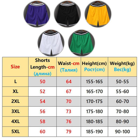 Stevvex men's basketball shorts in purple, black, yellow, white, and green with trim on Tampa Home & Garden Store