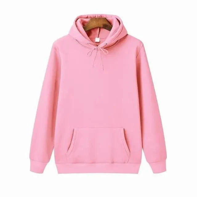 Stevvex pink pullover hoodie with front kangaroo pocket and long sleeves on Tampa Home & Garden Store