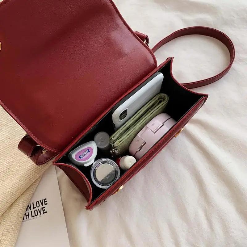 Stevvex New Classic Women's Shoulder Bag burgundy leather with gold buckle on Tampa Home & Garden Store