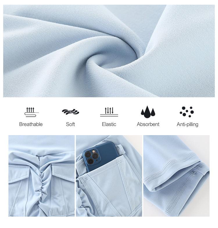Leggings Stevvex light blue high waist with pocket, breathable soft stretchy fabric on Tampa Home & Garden Store