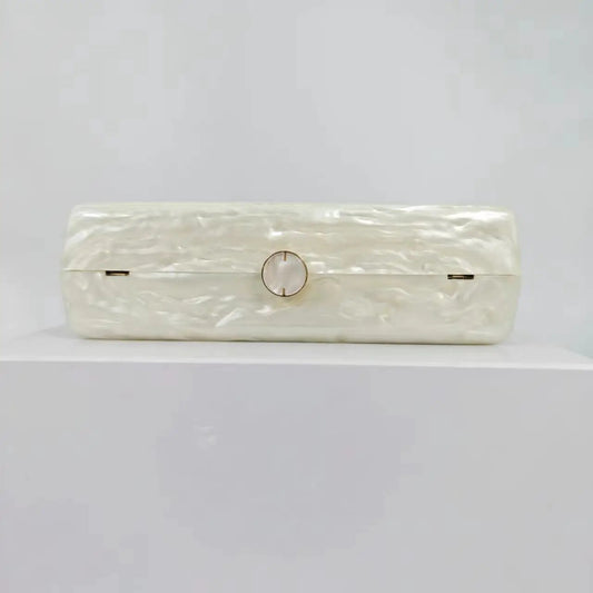 Pearl-white acrylic wedding bag for women, small crossbody with round gold clasp on Tampa Home & Garden Store