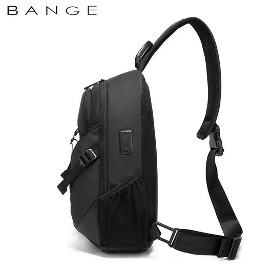 Mens Summer Chest USB Shoulder Messenger Bag black with USB port and adjustable strap BANGE on Tampa Home & Garden Store